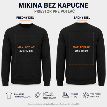 Mikina bez kapucne s vlastnou potlačou