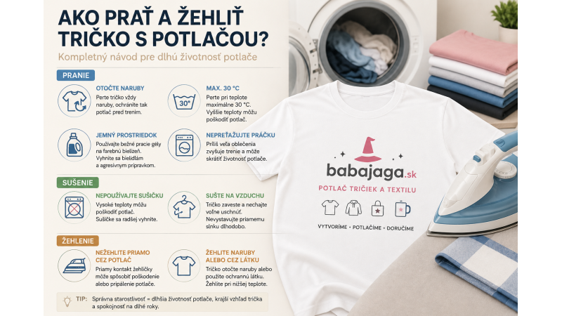 Ako prať a žehliť tričko s potlačou? Kompletný návod pre dlhú životnosť potlače