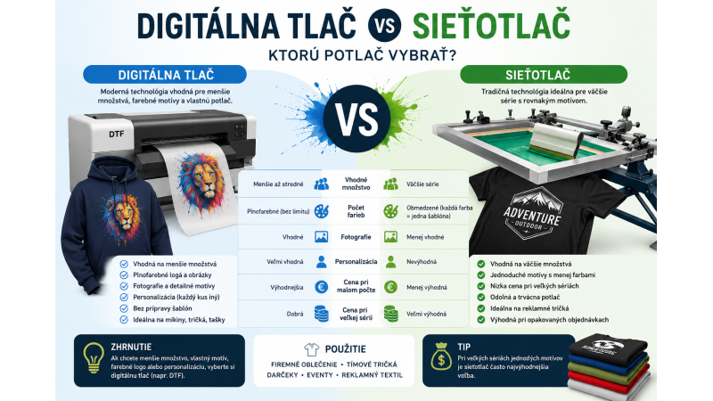 Digitálna tlač alebo sieťotlač: ktorú potlač vybrať?