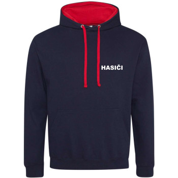 Mikina Hasiči s kapucňou kontrasný golier