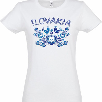 Tričko Slovakia s Modrým Ornamentom, dámske