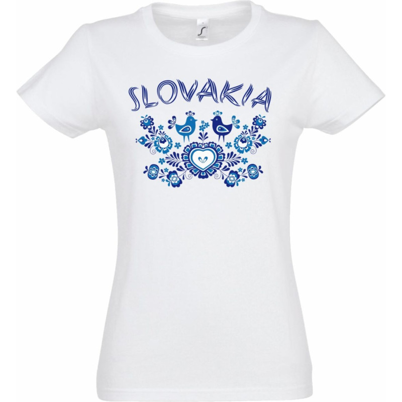 Dámske tričko Slovakia s Modrým  Ornamentom,