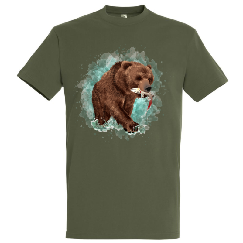 Medveď s rybou Tričká, Tričká Poľovník / Rybár image